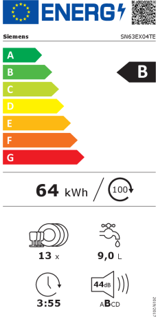 Energielabel Siemens SN63EX04TE B