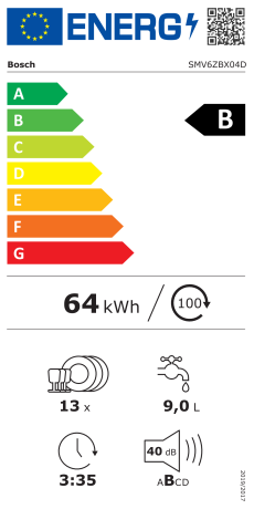Energielabel Bosch SMV4EVX08E B