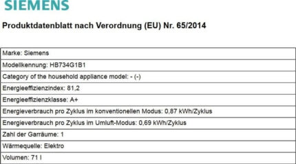 Siemens HB734G1B1 Backofen