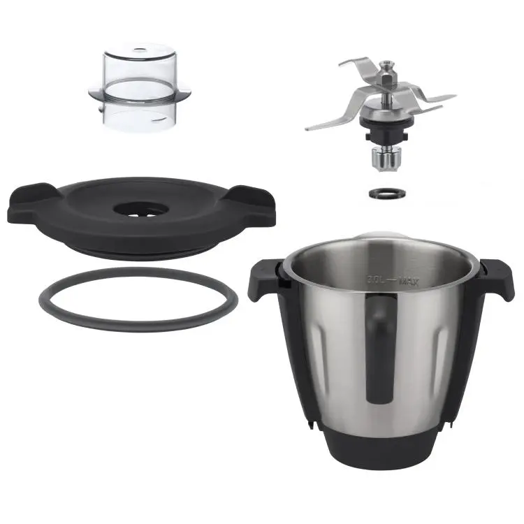 Robuster Edelstahl-Küchenmixer mit Glasdeckel, Messereinheit, Dichtungen und Deckel : Zubehör für Küchenmaschinen-Konkurrenten.